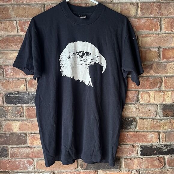 Screen Star Made in USA Bald Eagle Black Shirt Animal Bird We Care Fort Steer L - Picture 1 of 16